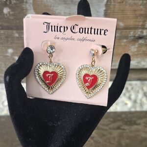 Juicy Couture Gold and Red Heart Earrings